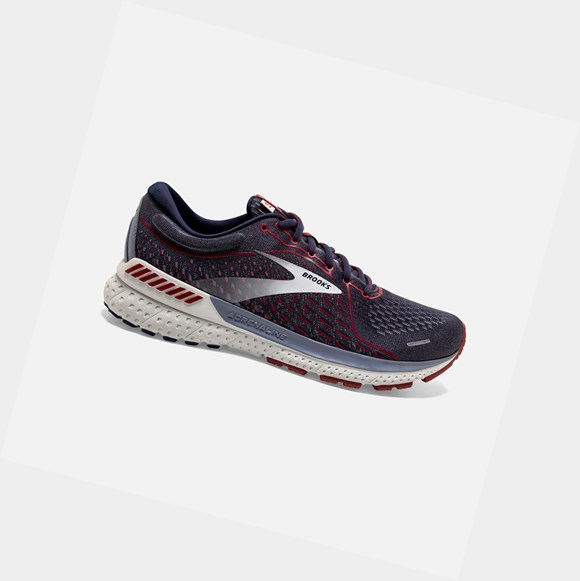 Brooks Adrenaline GTS 21 Men's Road Running Shoes Peacoat / Grey / Red | SGDX-75243