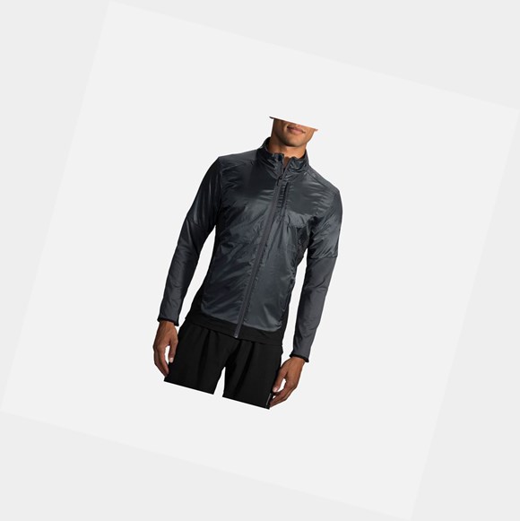Brooks Fusion Hybrid Men's Outerwear Asphalt / Black | YSVN-49523