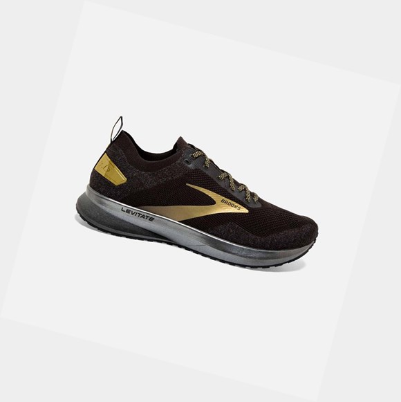 Brooks Levitate 4 Men's Road Running Shoes Black / Gold | ONQU-73895
