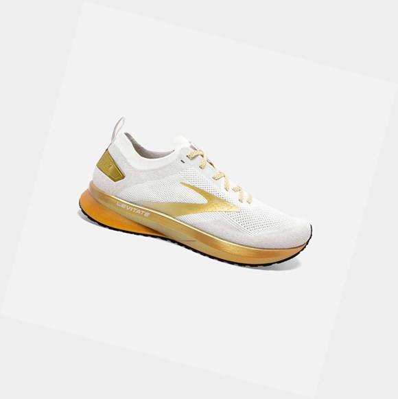 Brooks Levitate 4 Women's Road Running Shoes White / Gold | AOIU-53278
