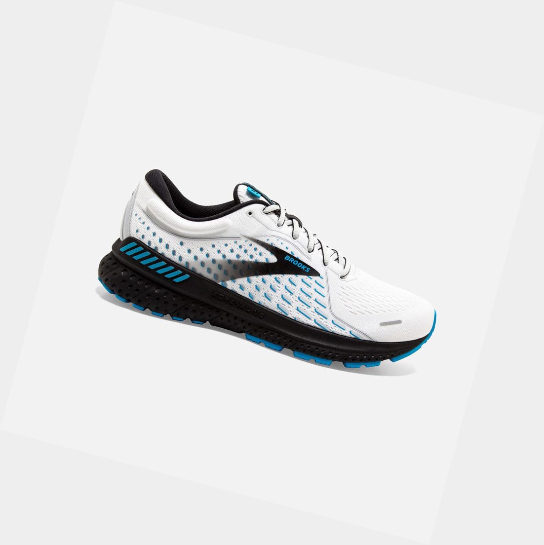 Brooks Adrenaline GTS 21 Men\'s Road Running Shoes White / Grey / Atomic Blue | QPFC-95308