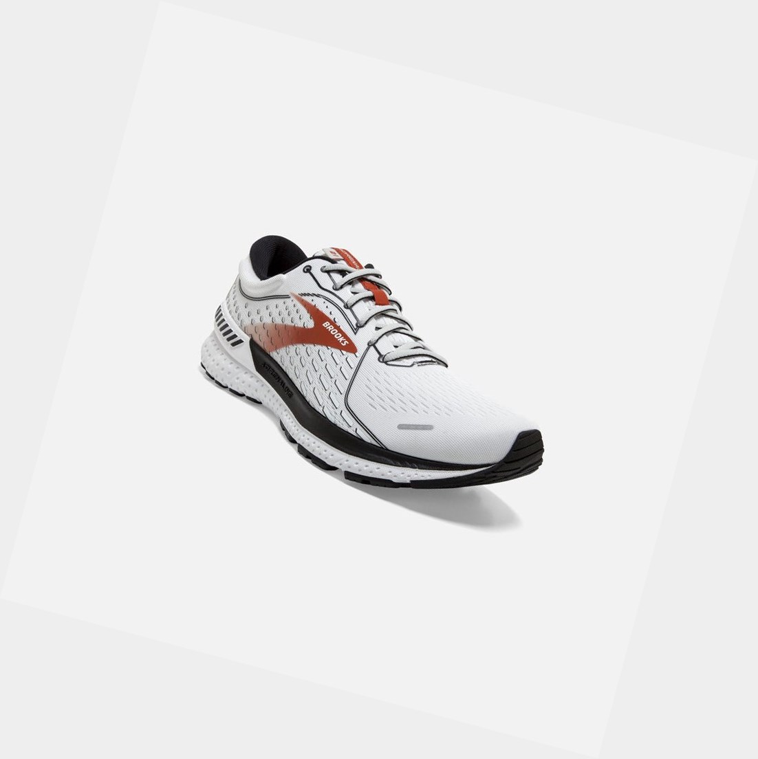 Brooks Adrenaline GTS 21 Men's Walking Shoes White / Black / Orange | GQBH-86473