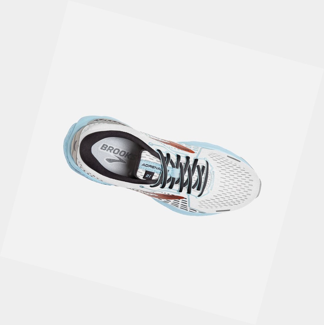 Brooks Adrenaline GTS 21 Women's Walking Shoes White / Alloy / Light Blue | QTNB-10296