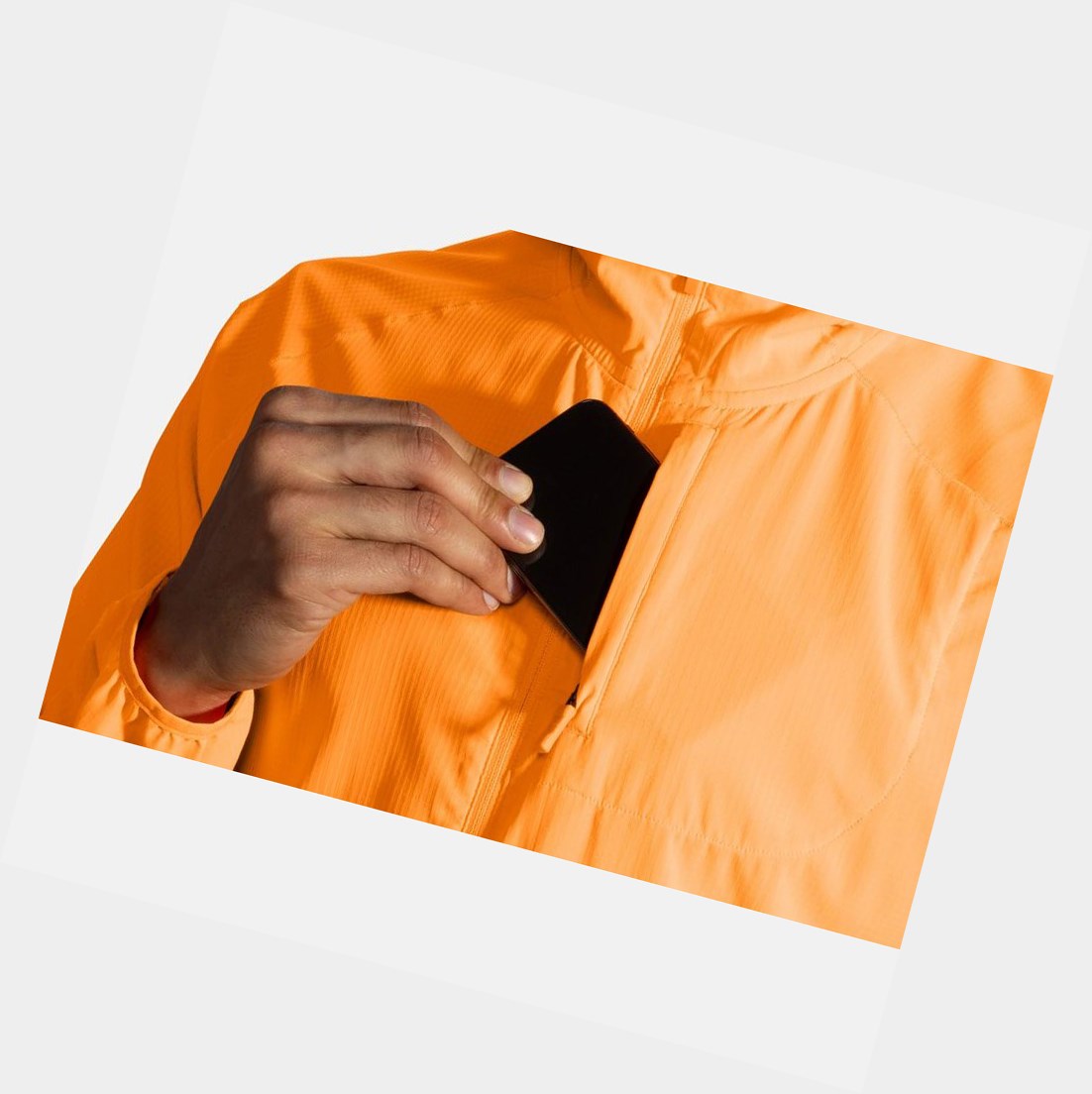 Brooks Canopy Men's Outerwear Fluoro Orange | VXZL-19657