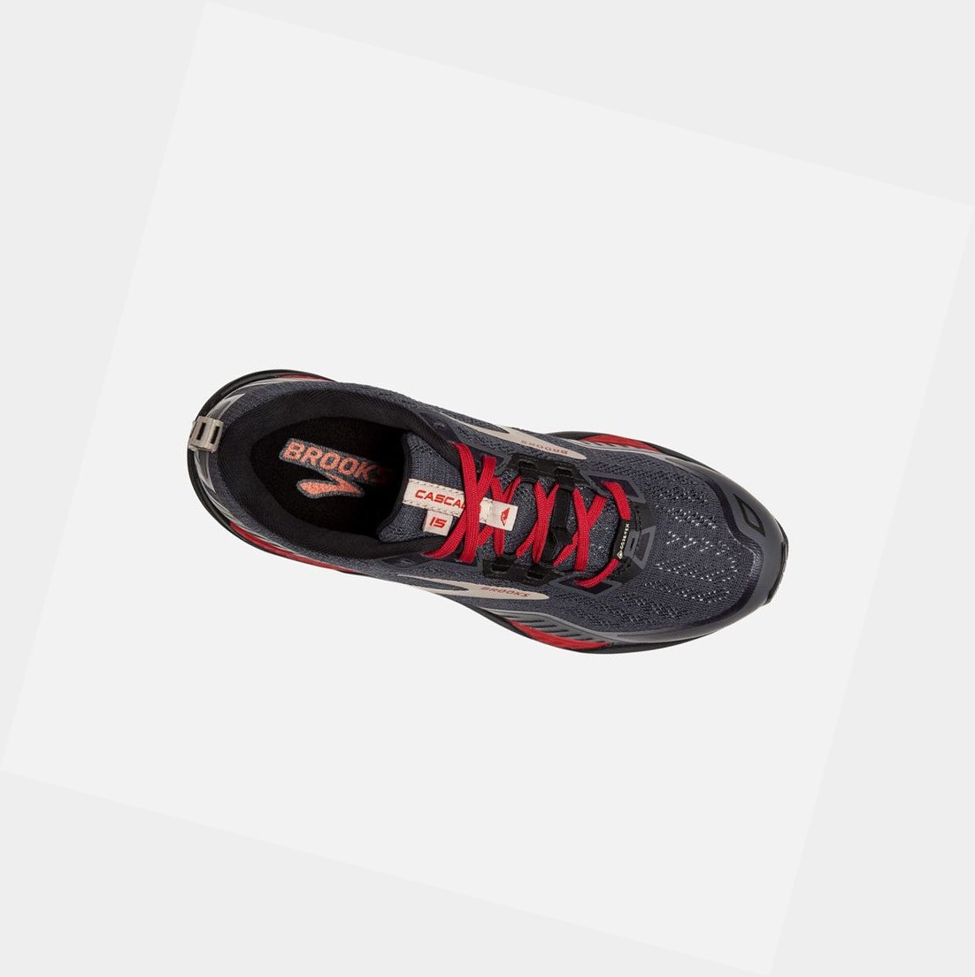 Brooks Cascadia 15 GTX Men's Trail Shoes Black / Ebony / Red | SULV-30725