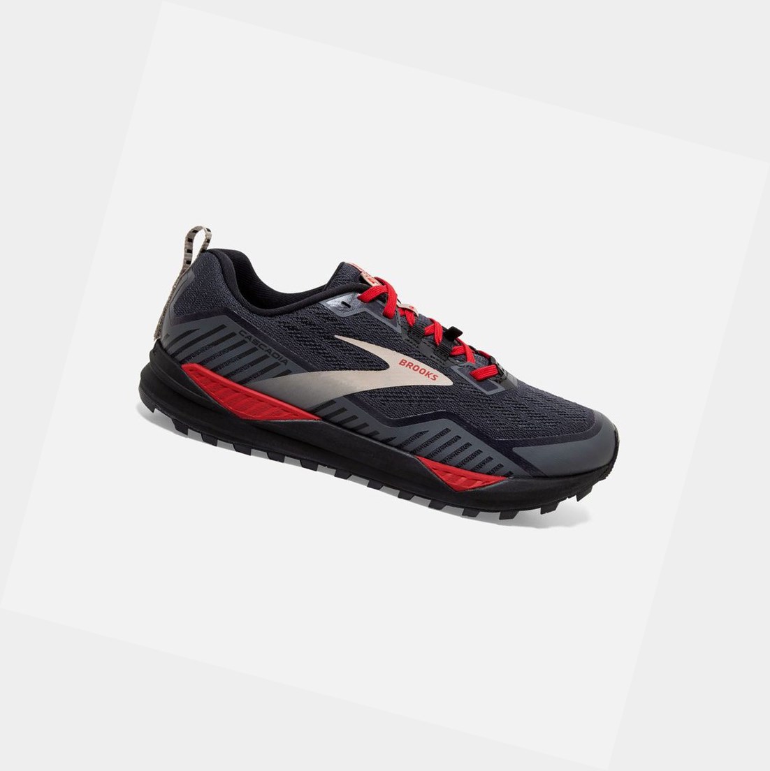 Brooks Cascadia 15 GTX Men\'s Trail Shoes Black / Ebony / Red | SULV-30725