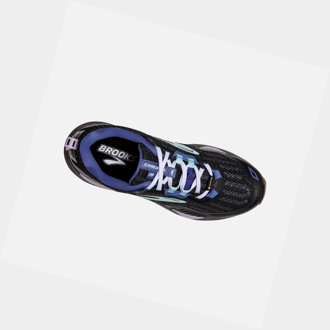 Brooks Cascadia 15 GTX Women's Trail Shoes Black / Marlin / Blue | AMTF-72154