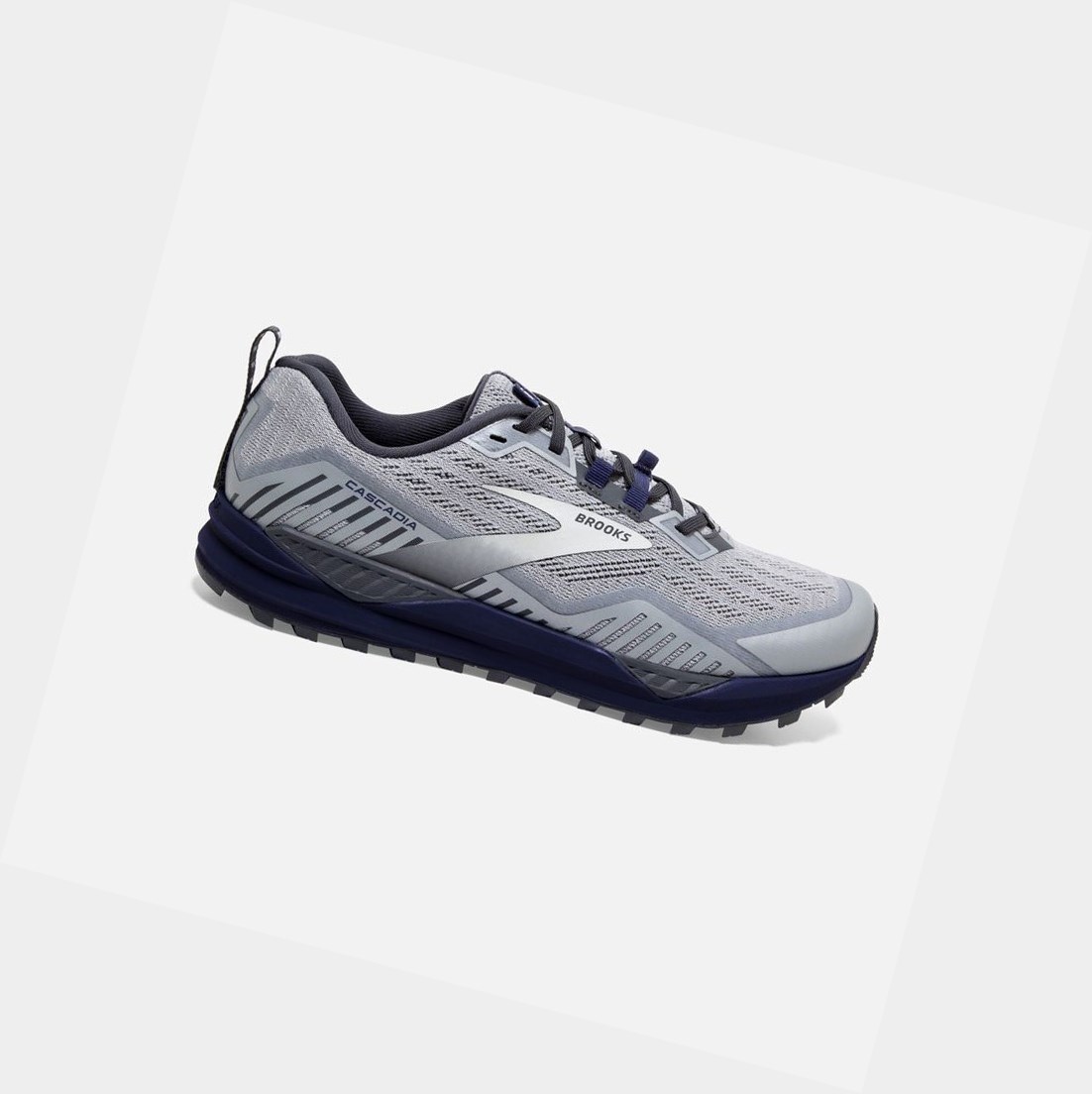 Brooks Cascadia 15 Men\'s Trail Shoes Ebony / Silver / Deep Cobalt | TYQF-68453