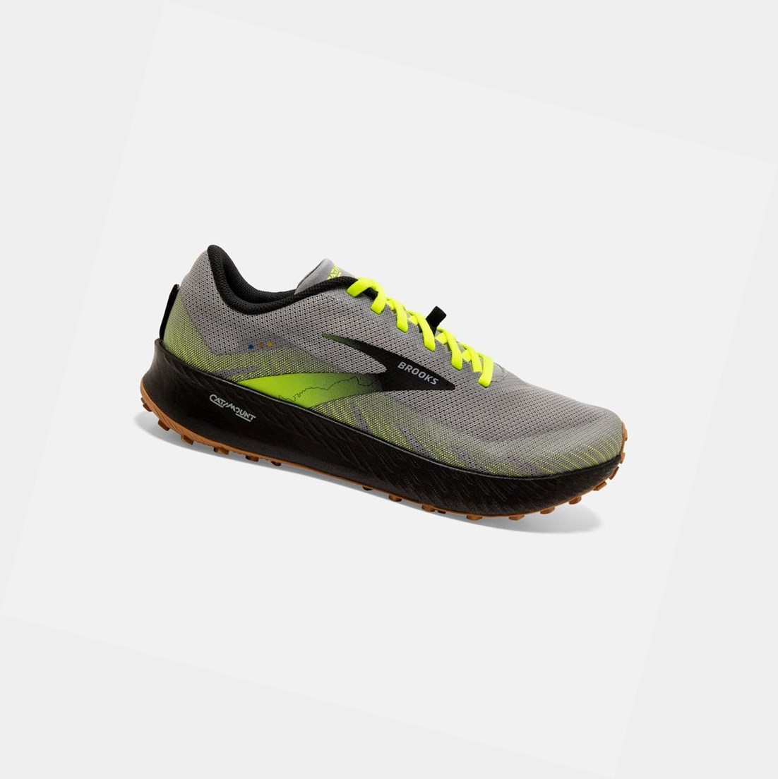 Brooks Catamount Men\'s Trail Shoes Grey / Nightlife / Black | UVIG-12358
