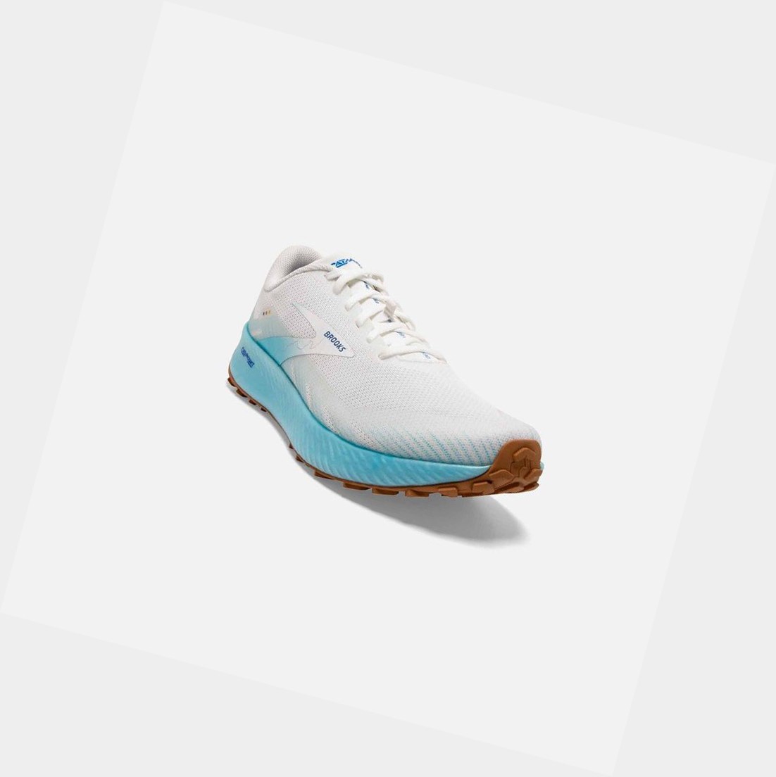 Brooks Catamount Men's Trail Shoes White / Iced Aqua / Blue | QEOZ-81520