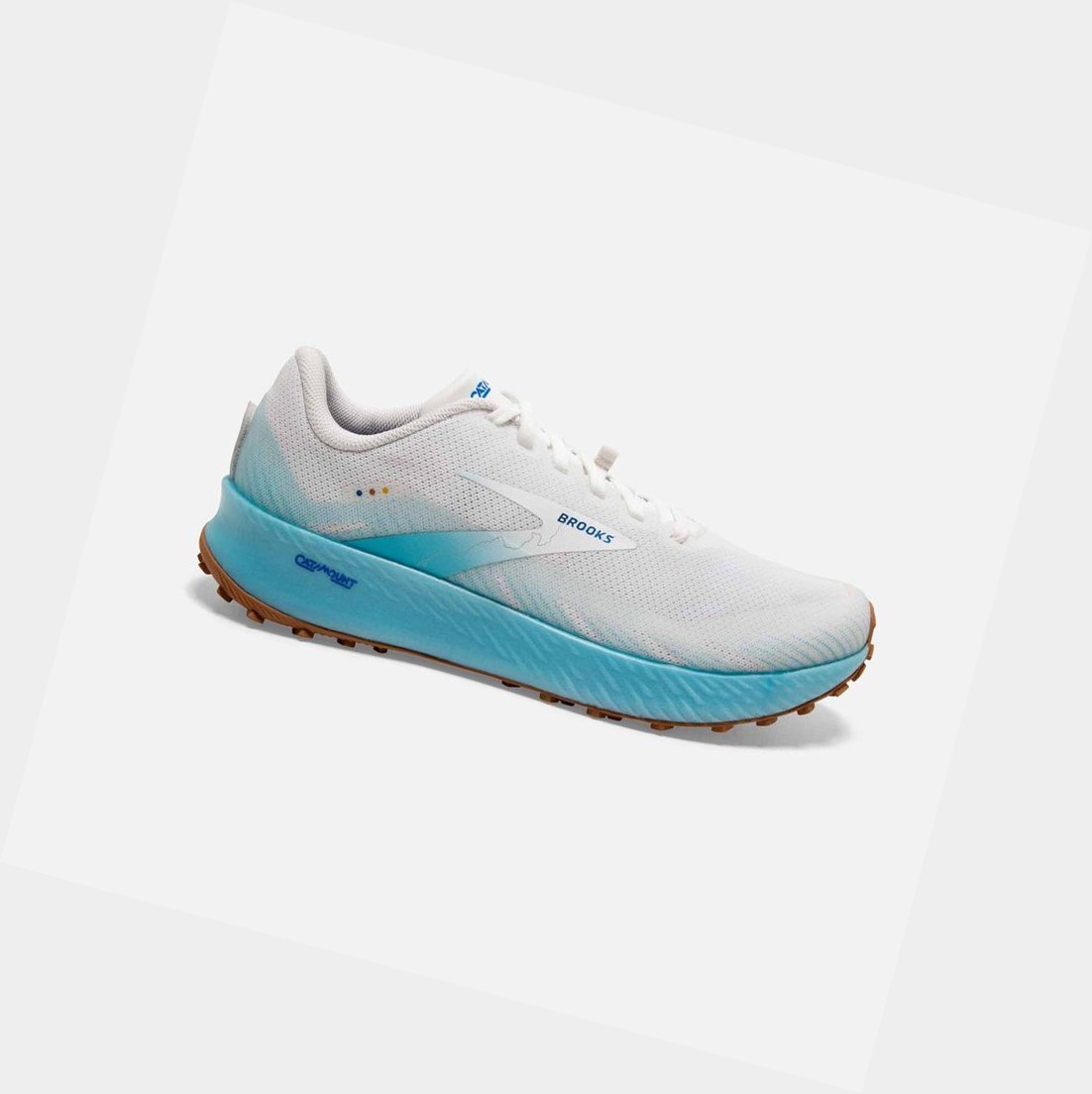 Brooks Catamount Men\'s Trail Shoes White / Iced Aqua / Blue | QEOZ-81520