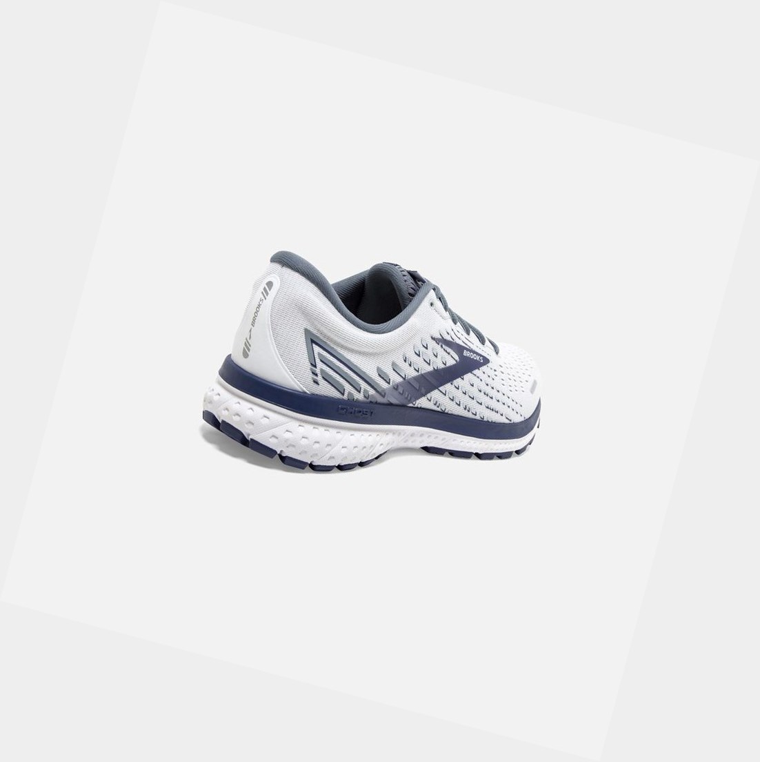 Brooks Ghost 13 Men's Road Running Shoes White / Grey / Deep Cobalt | LKUS-24137