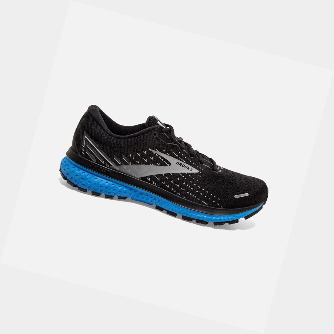 Brooks Ghost 13 Men\'s Road Running Shoes Black / Grey / Blue | PZHA-51068
