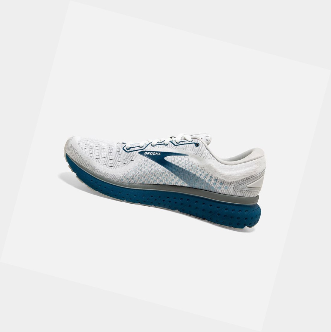 Brooks Glycerin 18 Men's Road Running Shoes White / Grey / Poseidon | LWRZ-58732
