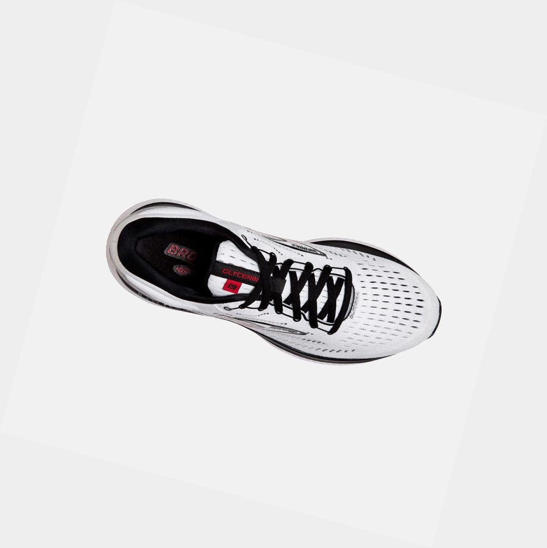Brooks Glycerin 19 Men's Road Running Shoes White / Black / Red | APMZ-20154