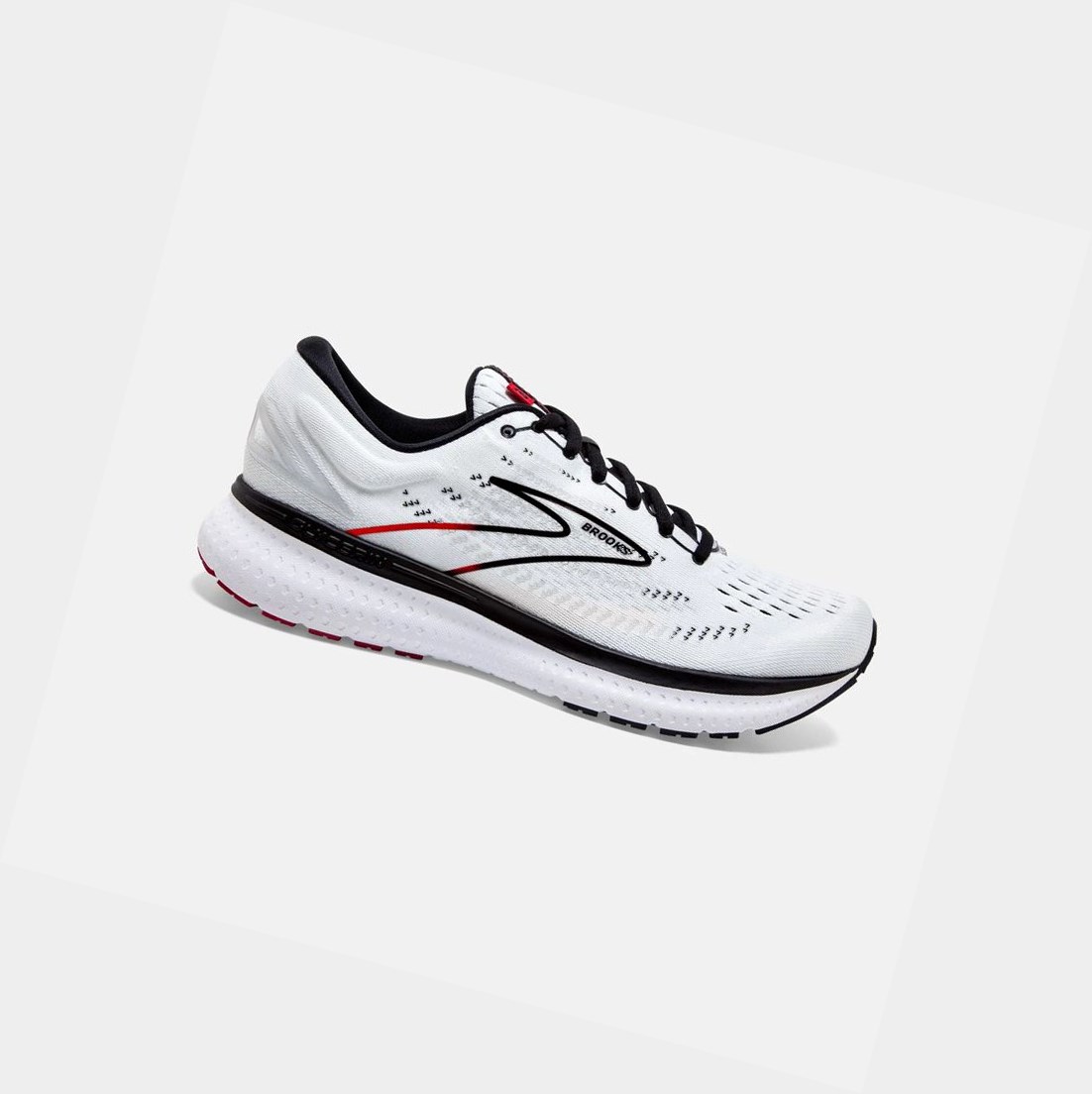 Brooks Glycerin 19 Men\'s Road Running Shoes White / Black / Red | APMZ-20154