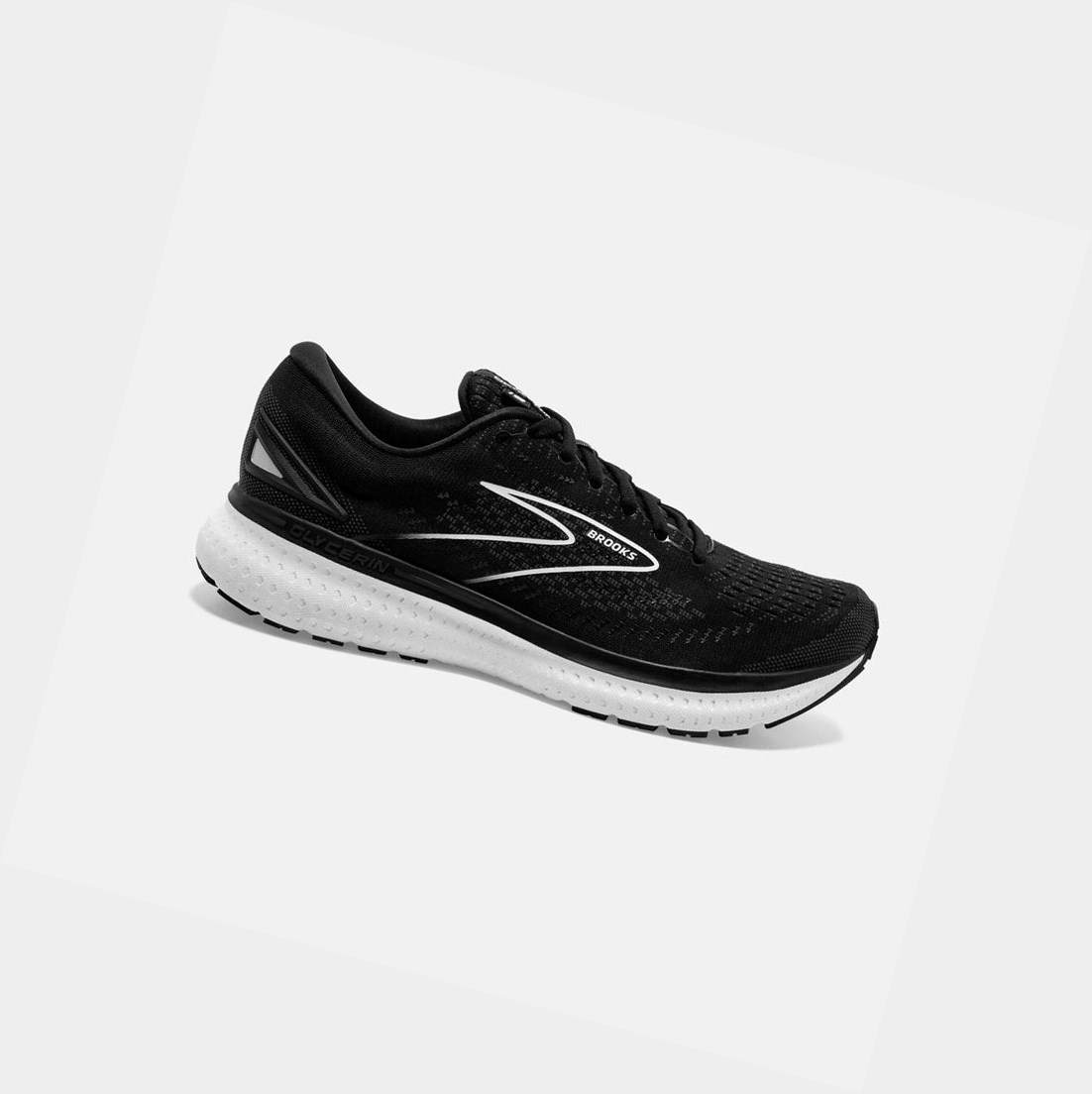 Brooks Glycerin 19 Men\'s Road Running Shoes Black / White | QZVK-18507