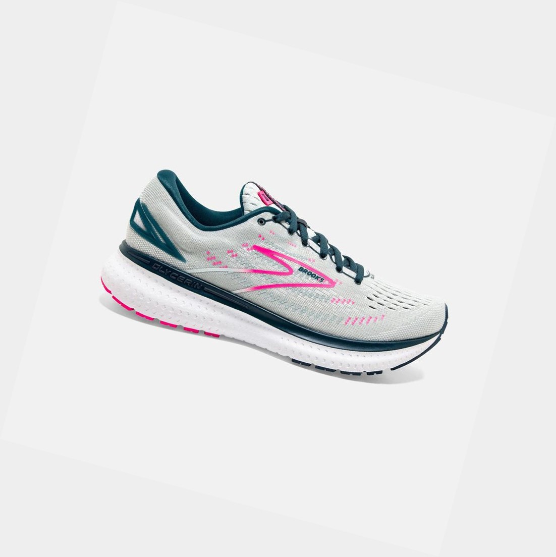 Brooks Glycerin 19 Women\'s Road Running Shoes Ice Flow / Navy / Pink | JBSL-30124