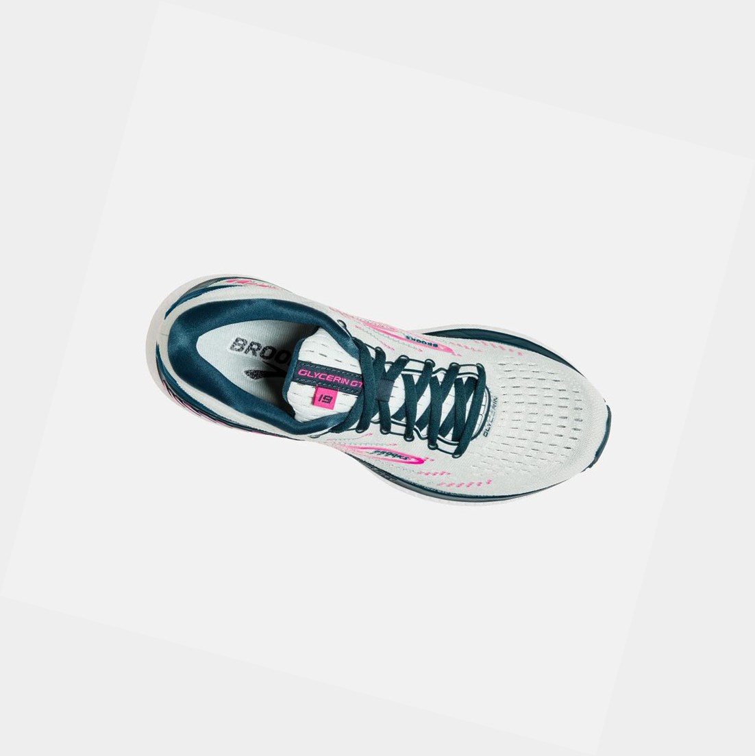 Brooks Glycerin GTS 19 Women's Road Running Shoes Ice Flow / Navy / Pink | GPQC-95084