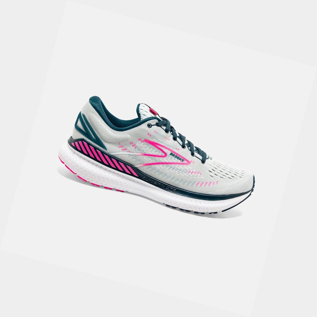 Brooks Glycerin GTS 19 Women\'s Road Running Shoes Ice Flow / Navy / Pink | GPQC-95084