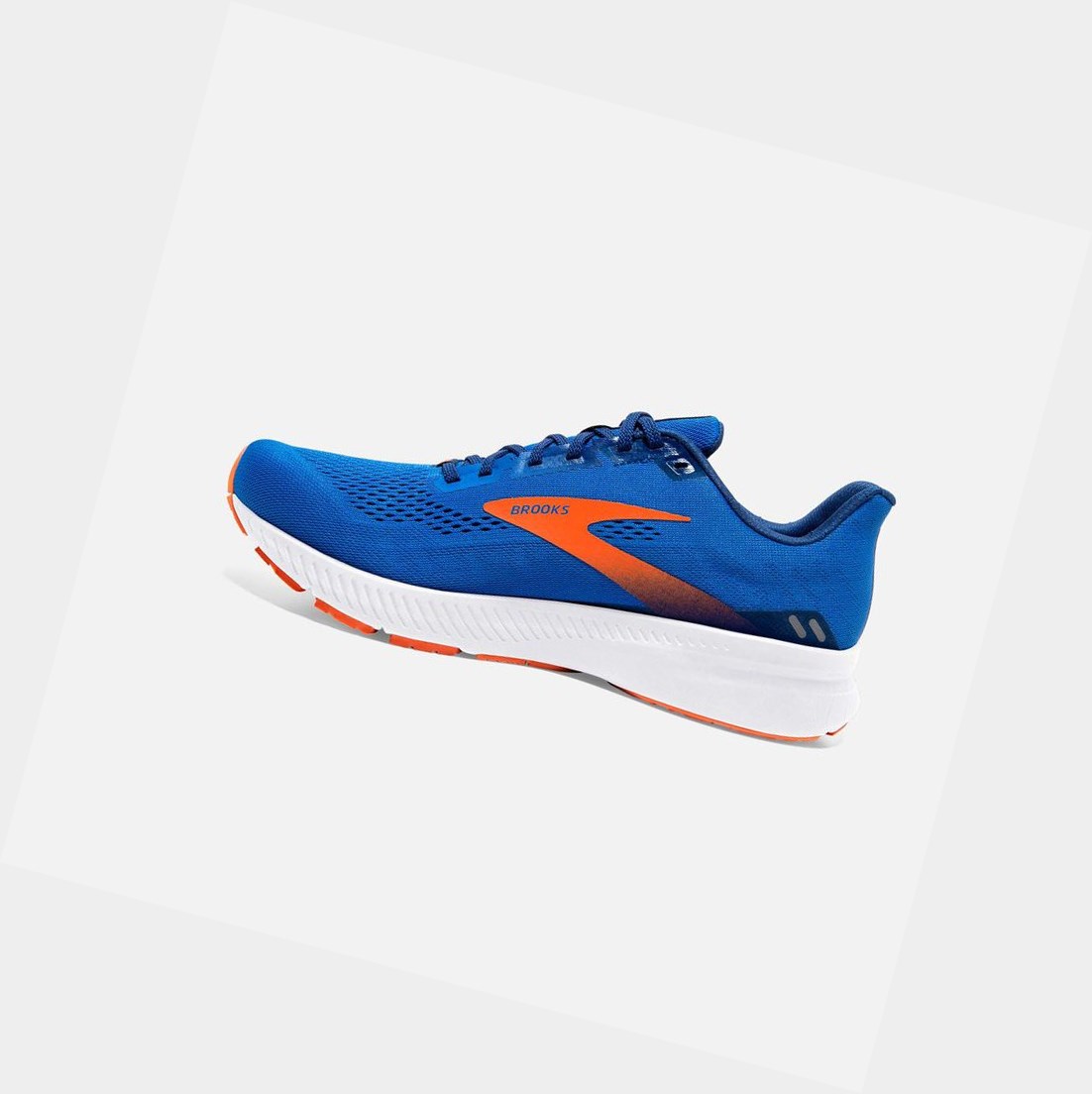 Brooks Launch 8 Men's Road Running Shoes Blue / Orange / White | FKUQ-79813