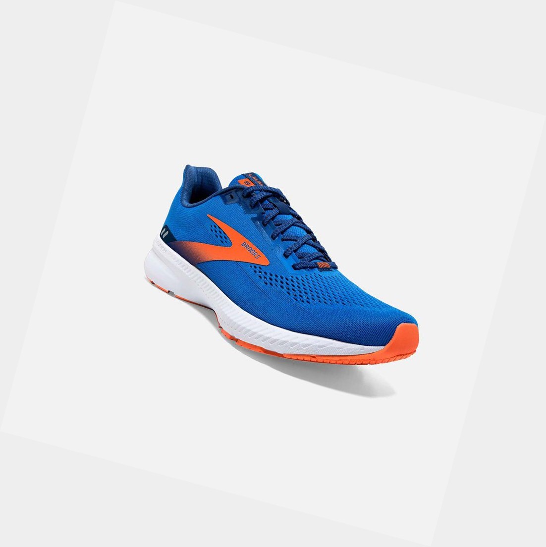 Brooks Launch 8 Men's Road Running Shoes Blue / Orange / White | MOUX-86130