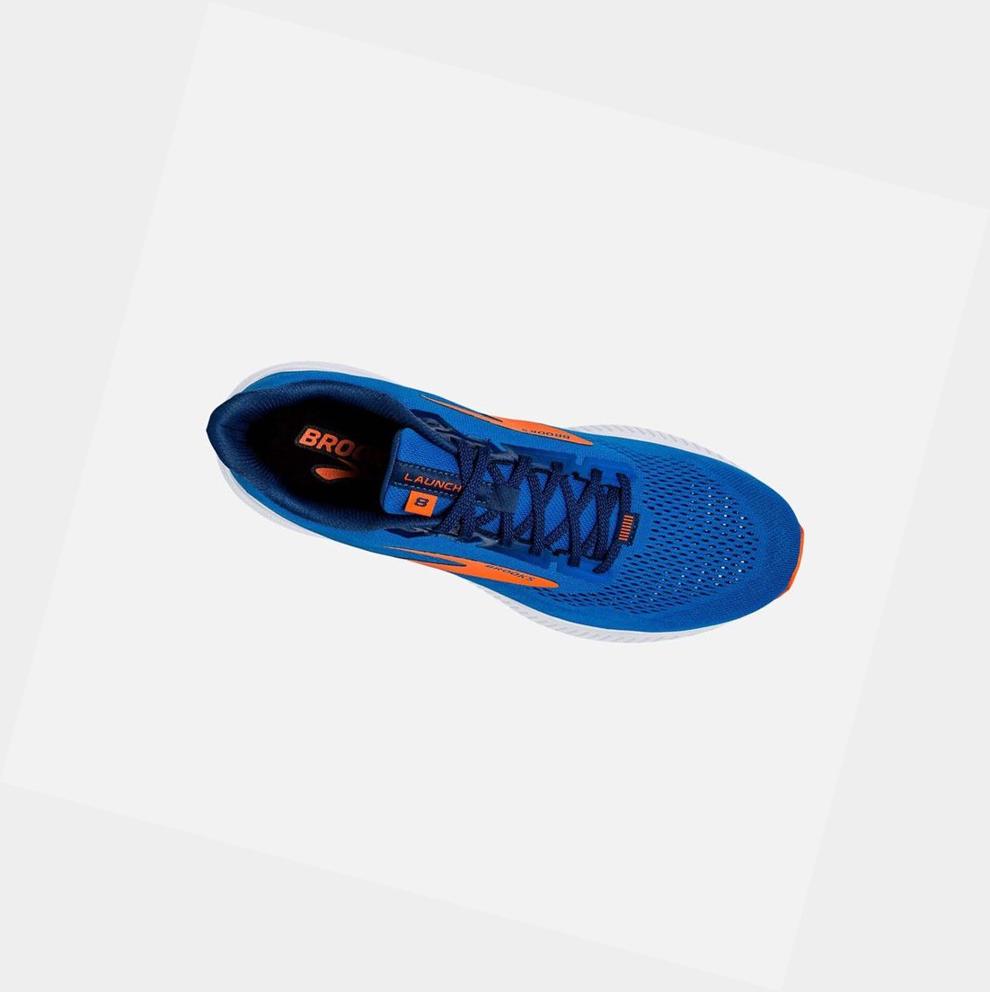 Brooks Launch 8 Men's Road Running Shoes Blue / Orange / White | MOUX-86130