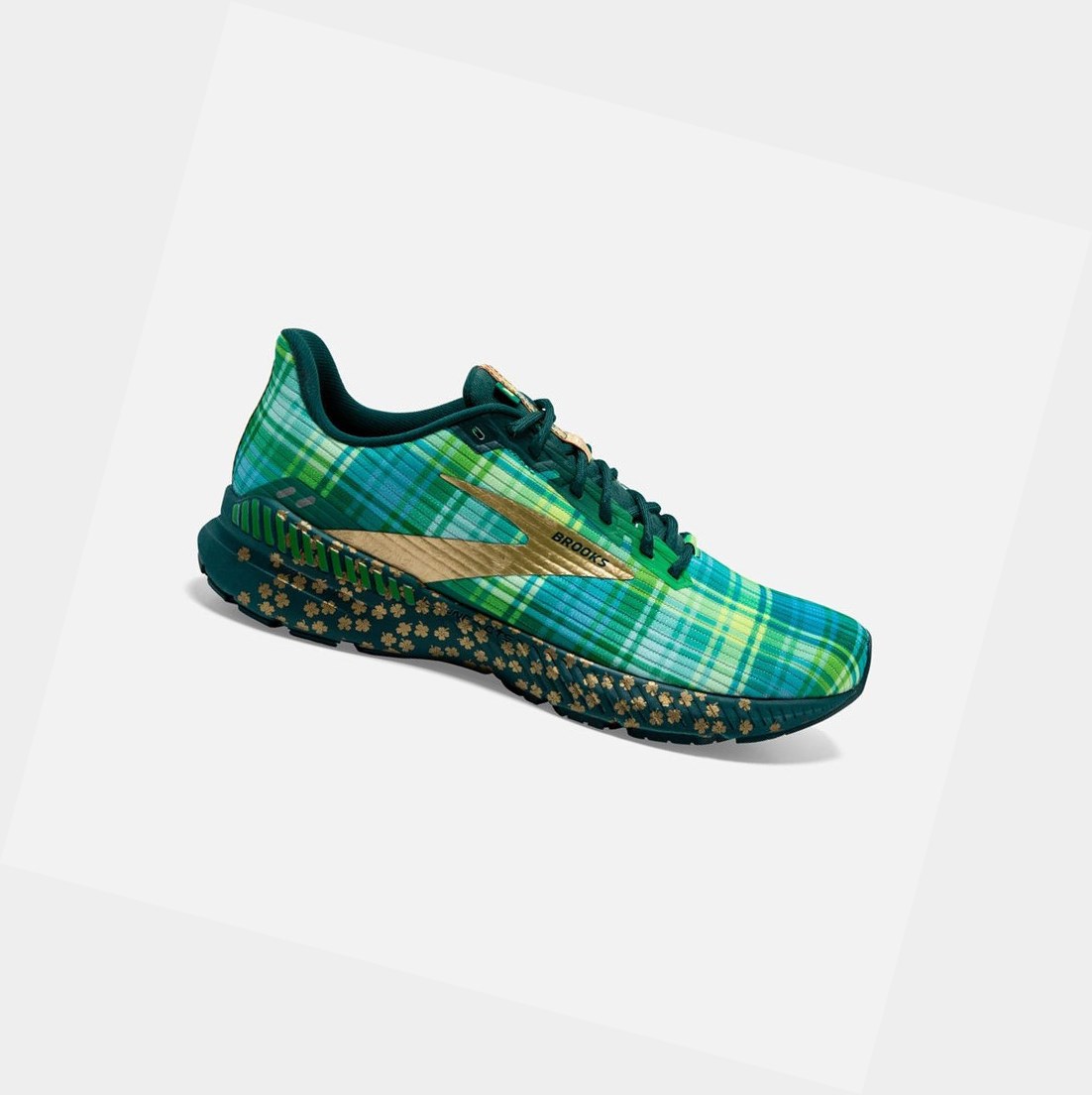 Brooks Launch GTS 8 Men\'s Road Running Shoes Fern Green / Metallic Gold / Deep Teal | SEIO-52830