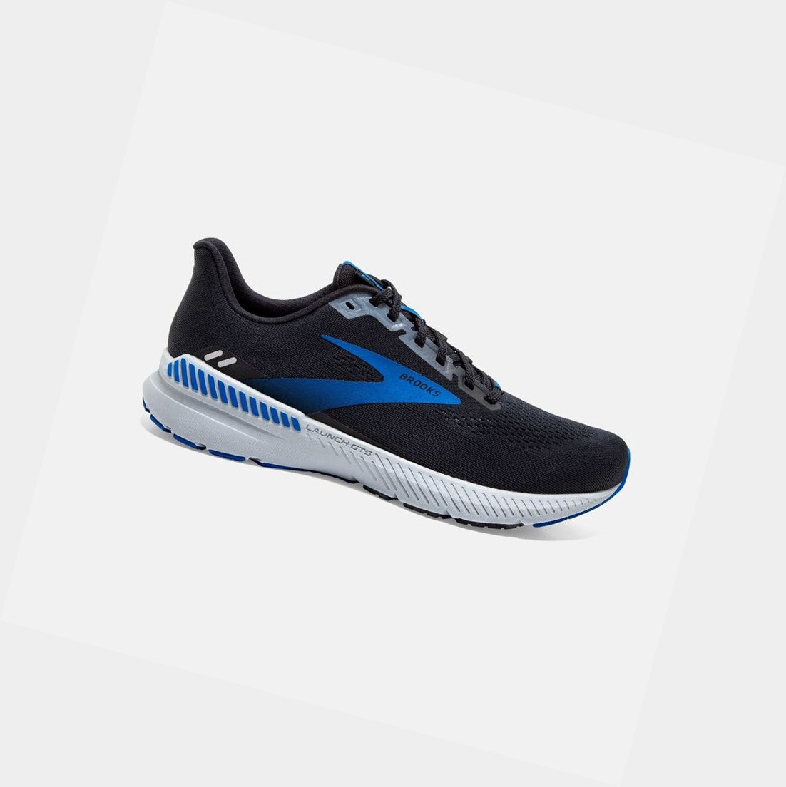 Brooks Launch GTS 8 Men\'s Road Running Shoes Black / Grey / Blue | VRGU-78423