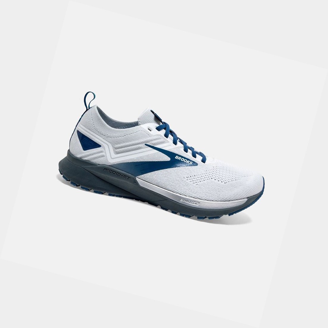 Brooks Ricochet 3 Men\'s Road Running Shoes White / Grey / Blue | OJRX-81924