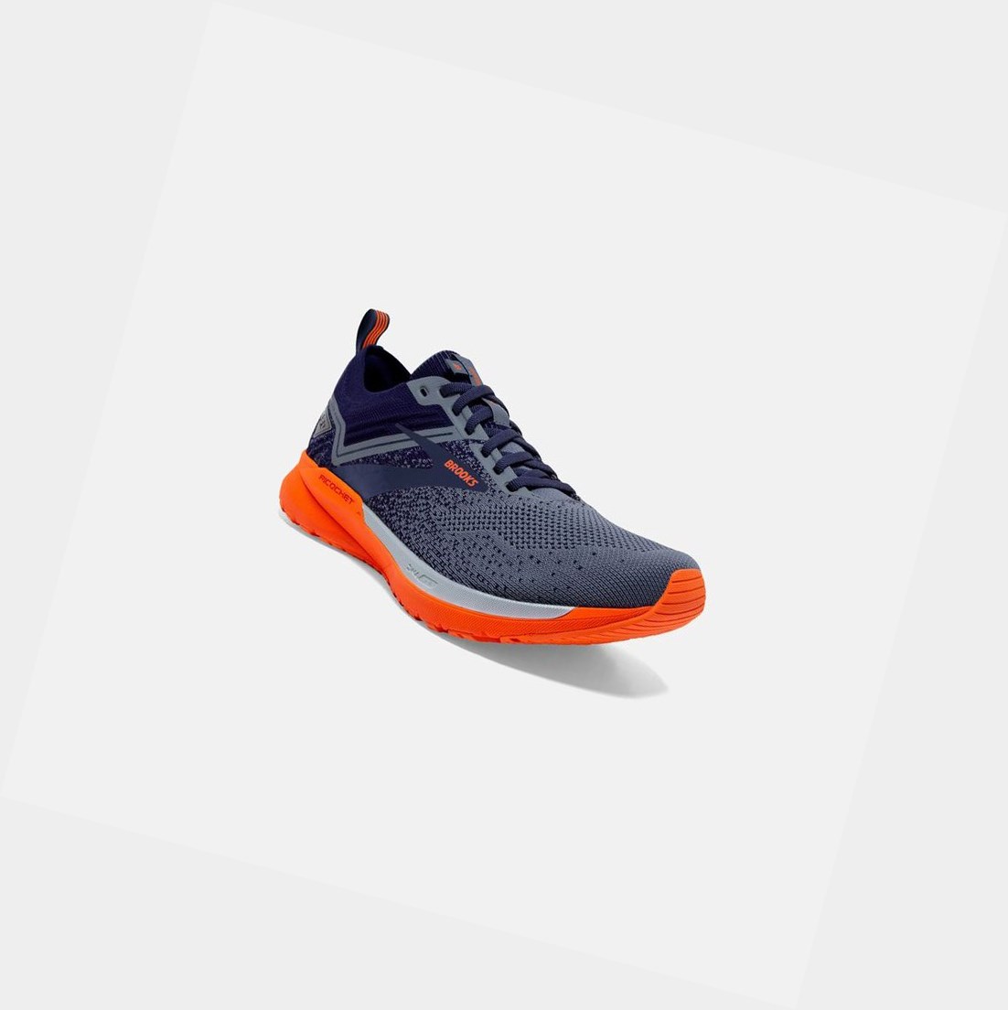 Brooks Ricochet 3 Men's Road Running Shoes Navy / Grey / Scarlet | QGWI-37518